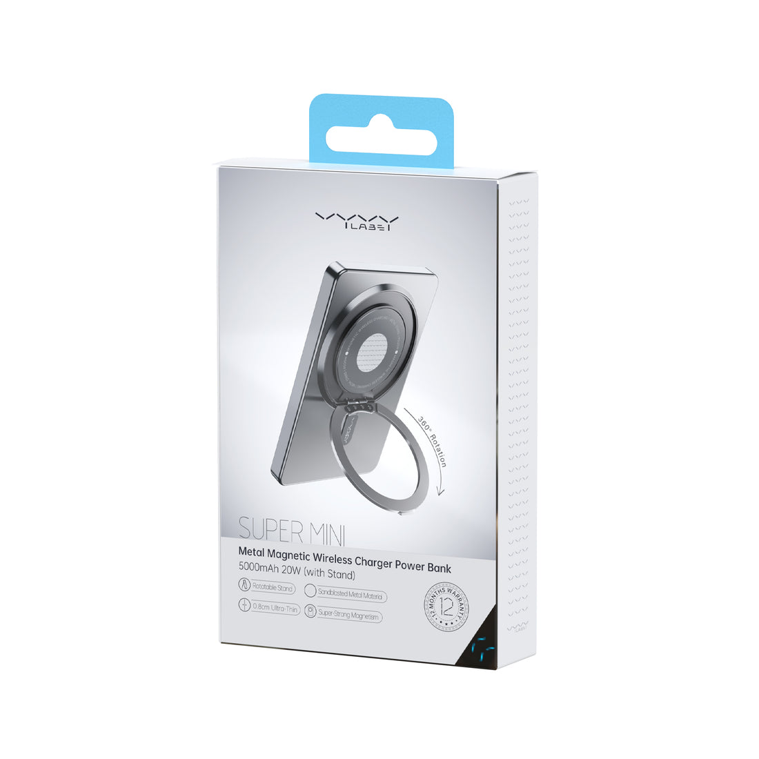 Vyvylabs Super Mini Metal Magnetic Wireless Charger Power Bank 5000mAh 20W With Stand