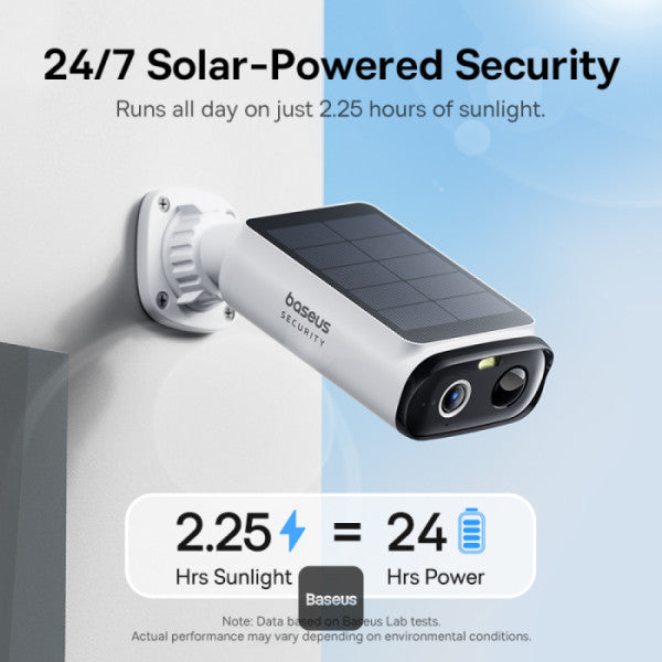 Baseus Security S1 Lite Outdoor Camera 2K – Solar, Night Vision, AI Motion, IP67, No Monthly Fee - White