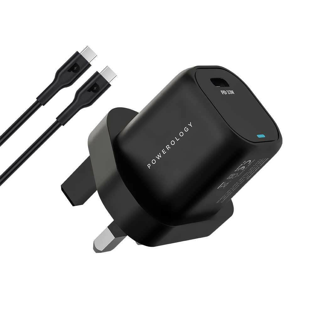 Powerology 33W GaN PD Charger With 1.2m/3.9ft USB-C To USB-C Cable - Phonology