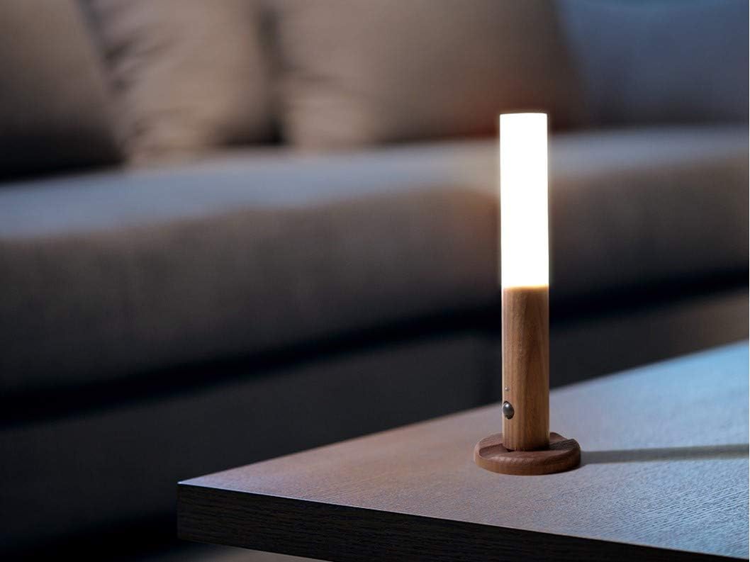 Motion Sensor Night Light | Solid Wood & Frosted Glass | Wireless Stick-Anywhere LED | Bedroom, Hallway & Stairway