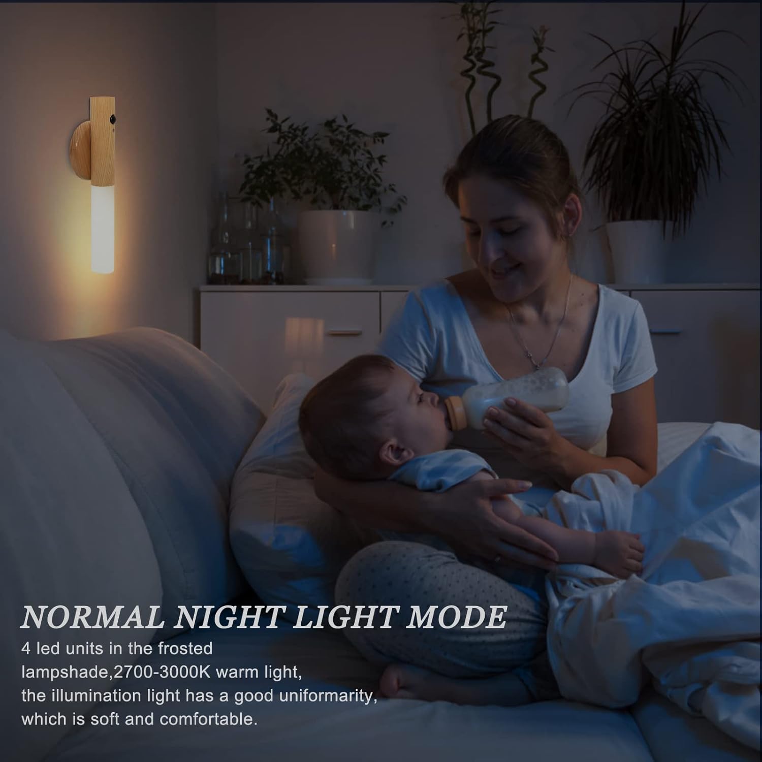 Motion Sensor Night Light | Solid Wood & Frosted Glass | Wireless Stick-Anywhere LED | Bedroom, Hallway & Stairway