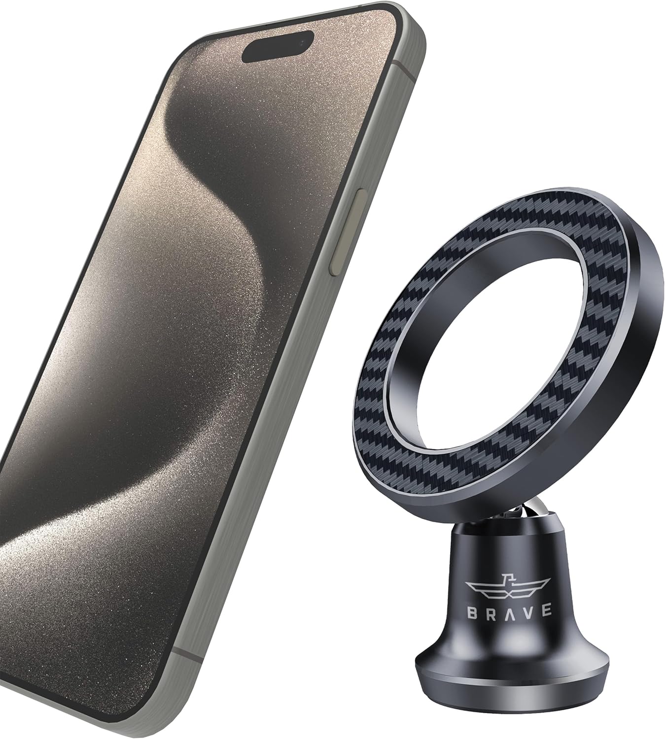 Brave BHL-52 MagSafe Car Dashboard Phone Holder | 360° Rotatable | Aluminum | Black