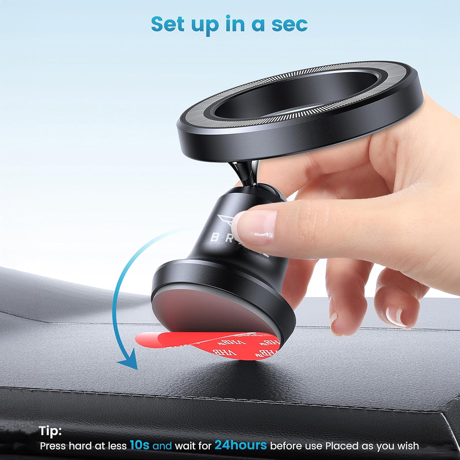 Brave BHL-52 MagSafe Car Dashboard Phone Holder | 360° Rotatable | Aluminum | Black