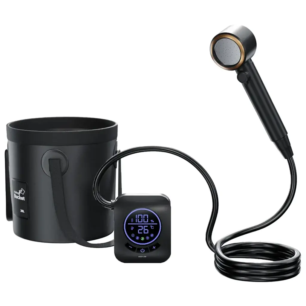 Green Lion Camping Shower with Intelligent Digital Display - Black