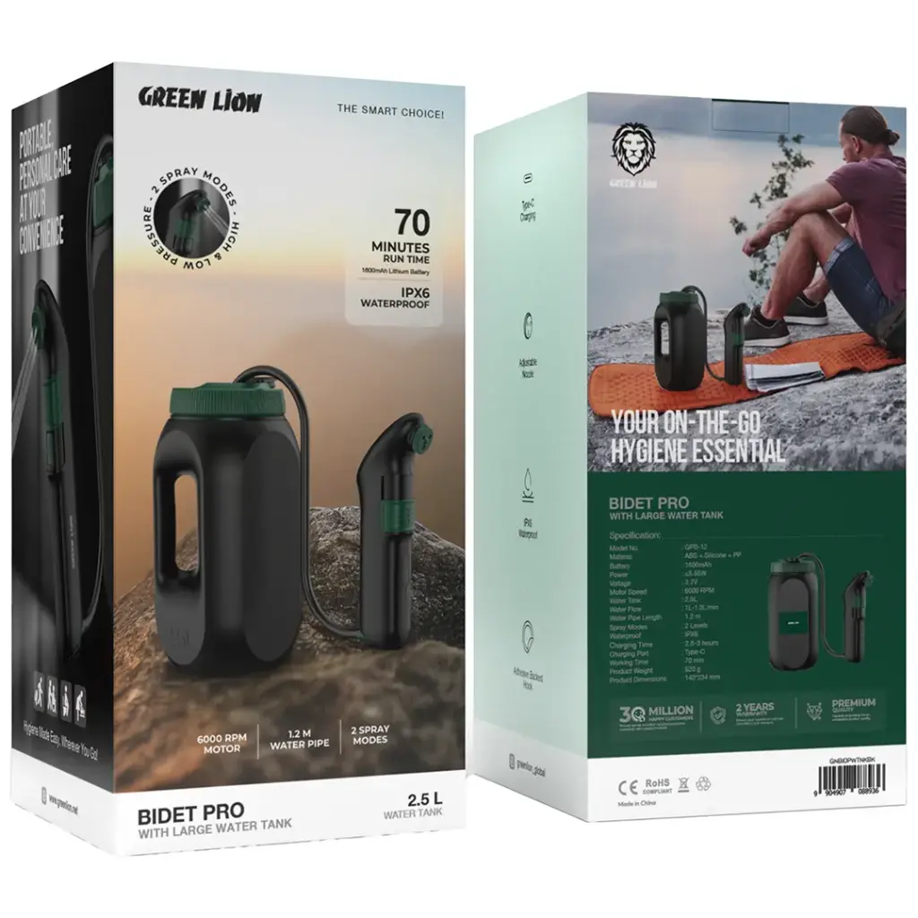 Green Lion Bidet Pro with Large Water Tank - Black