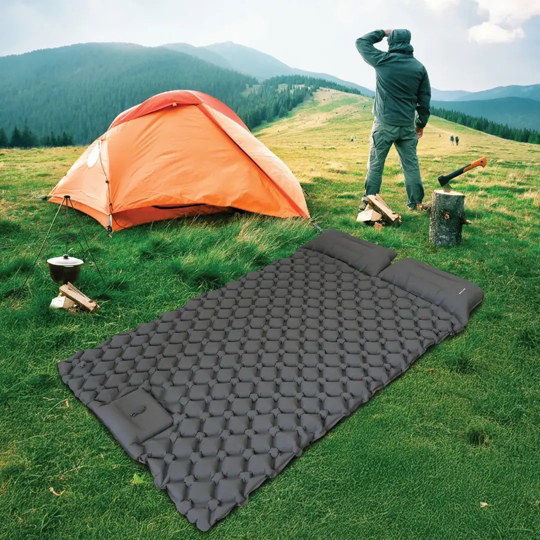 Green Lion Double Air Bed Inflatable Air Mattress - Gray