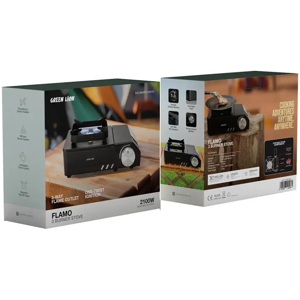 Green Lion Flamo 3 Burner Stove - Black