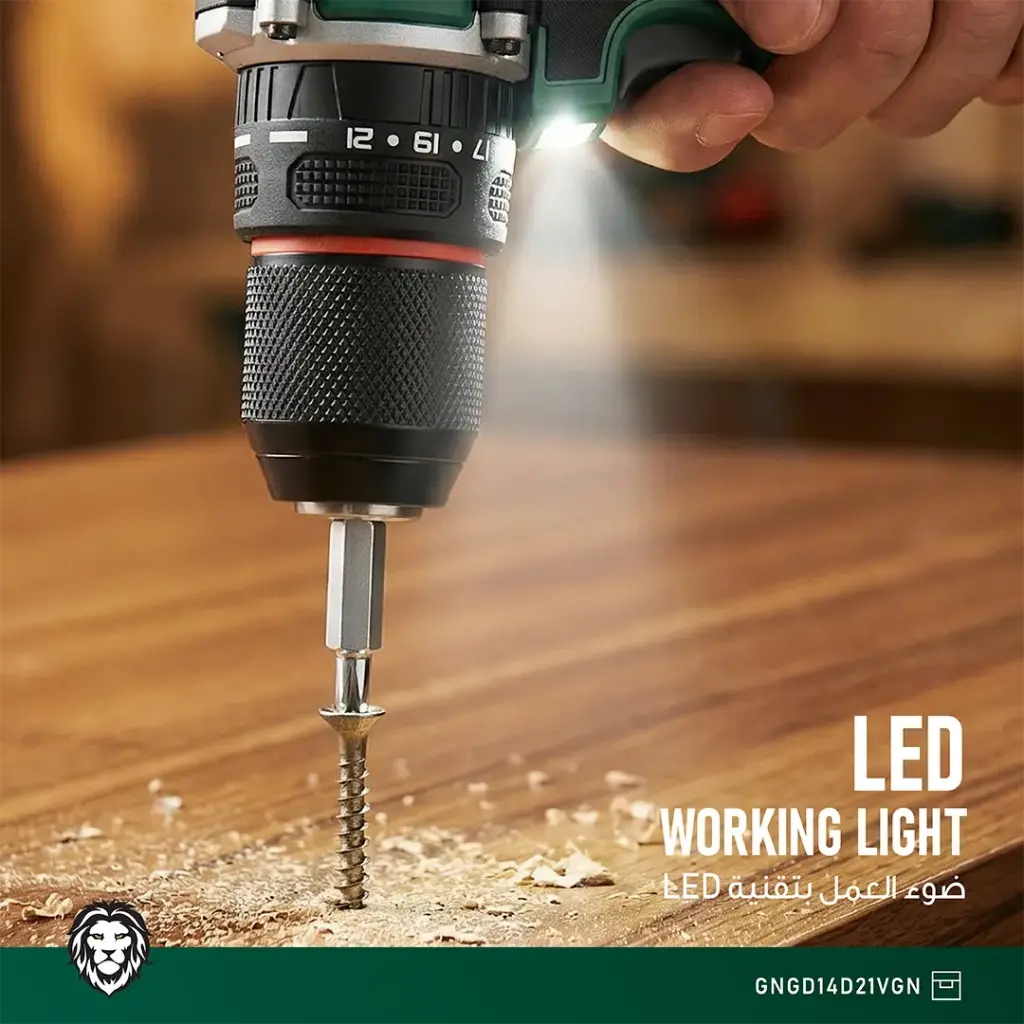 Green Lion GD-14 Power Pro Cordless Hammer Drill - Green
