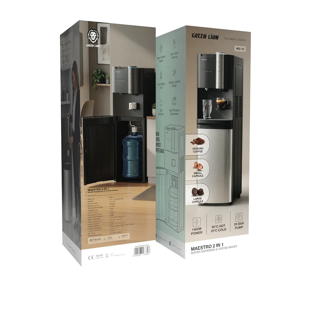 Green Lion Maestro 2-In-1 Water Dispenser & Coffee Maker - Silver