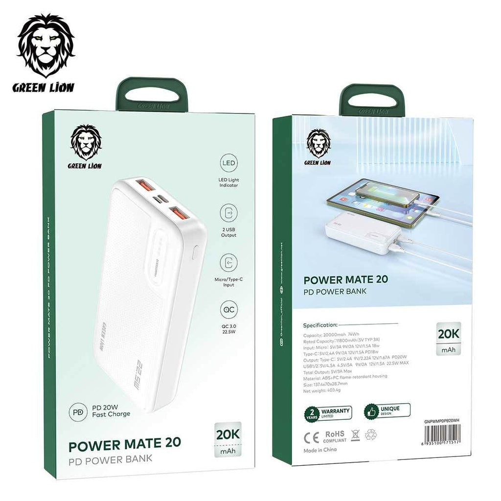 Green Lion Power Mate 20 PD Power Bank 20000mAh 20W