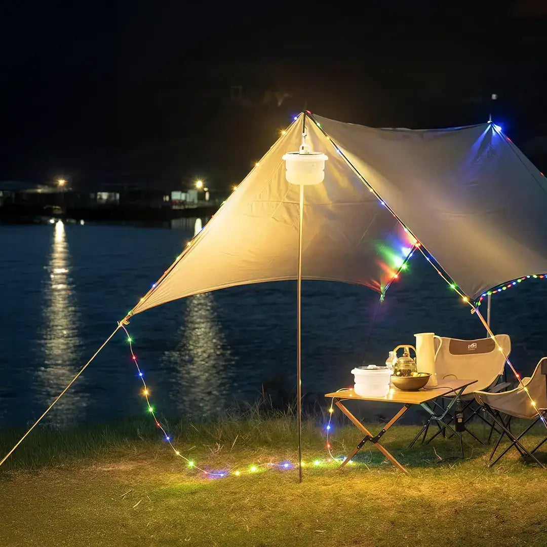 Green Lion Solar LED Lumex Camping Light & Built-In String Light - White