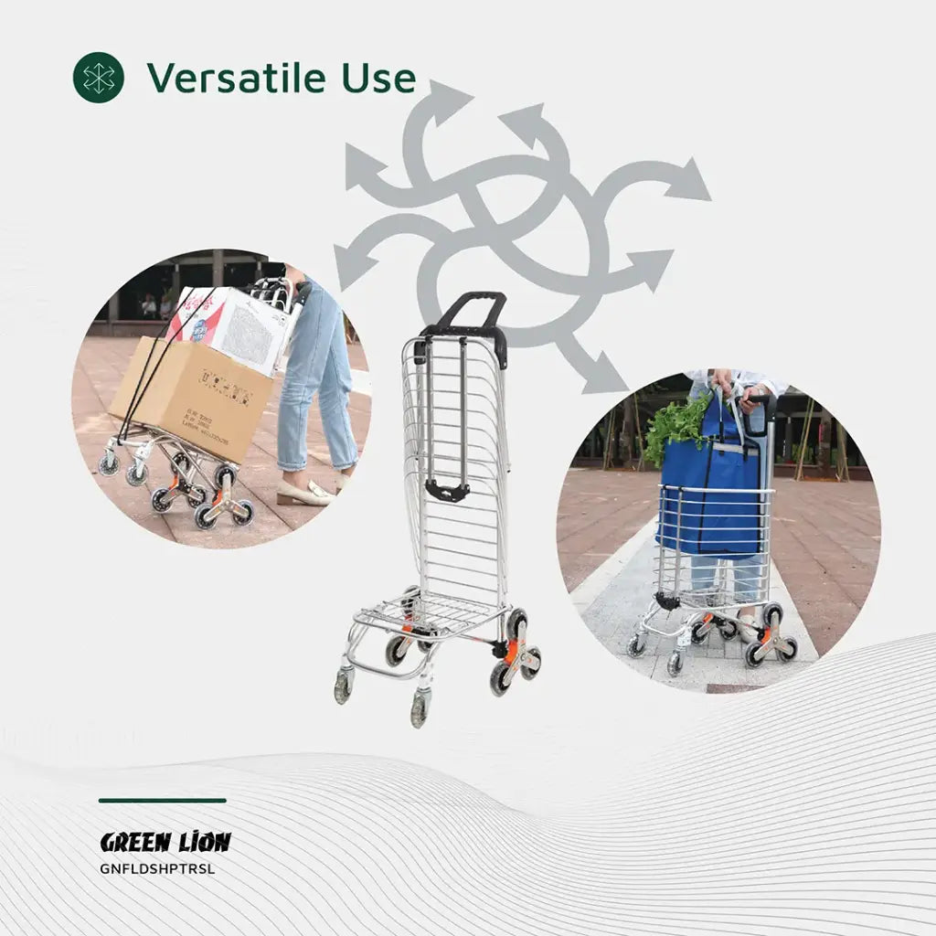 Green Lion Foldable Shopping Trolley - Silver