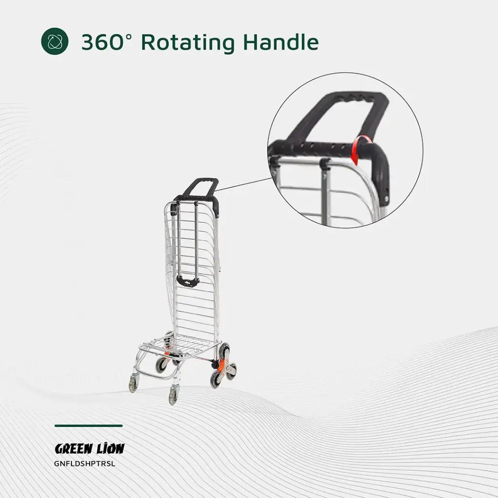 Green Lion Foldable Shopping Trolley - Silver