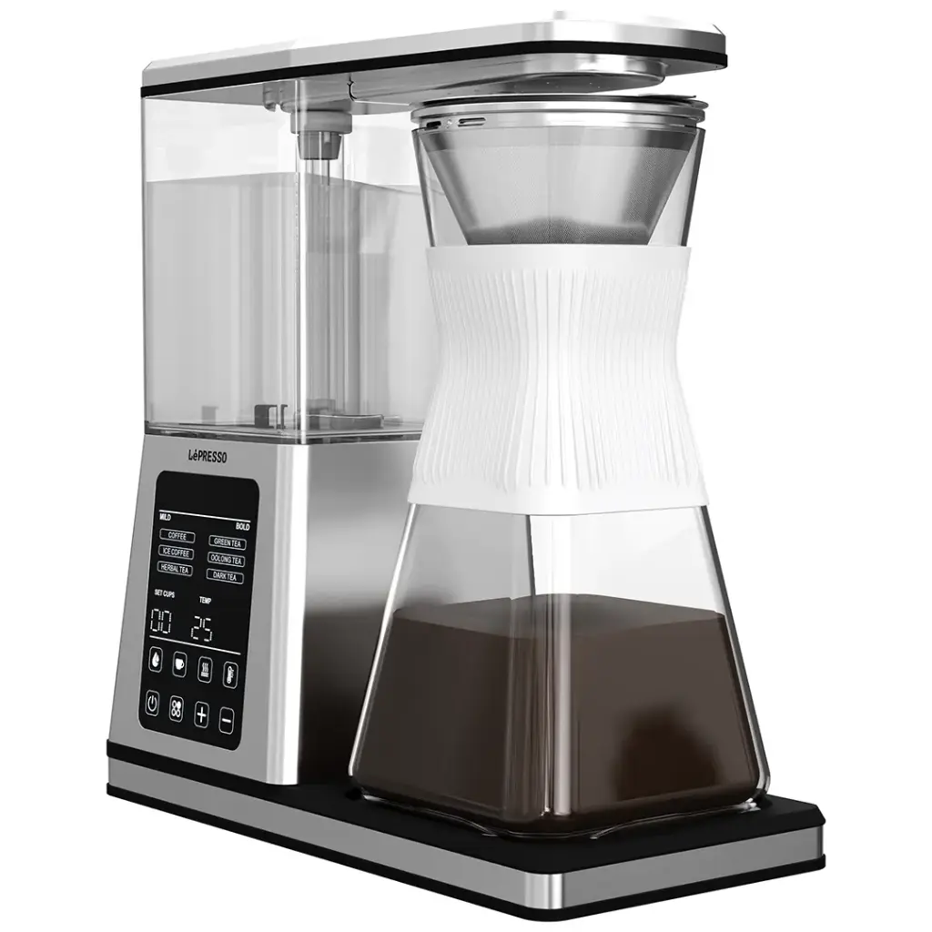 LePresso Crystal Brew Drip Coffee & Tea Maker | Smart Digital Control | 1.2L | 1400W | Silver