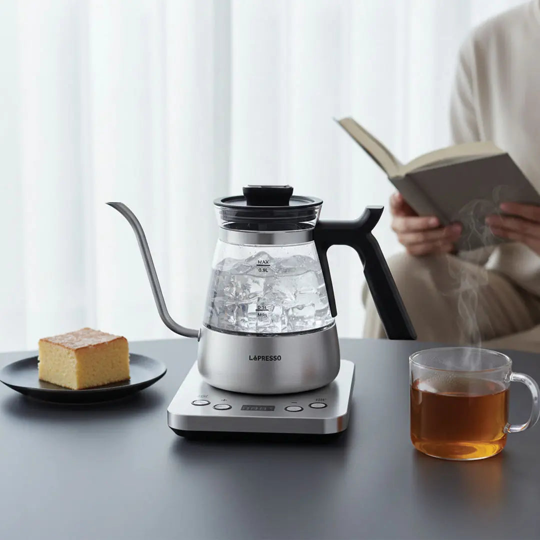 Lepresso BrewWave Gooseneck Electric Kettle with Keep Warm Mode - Silver