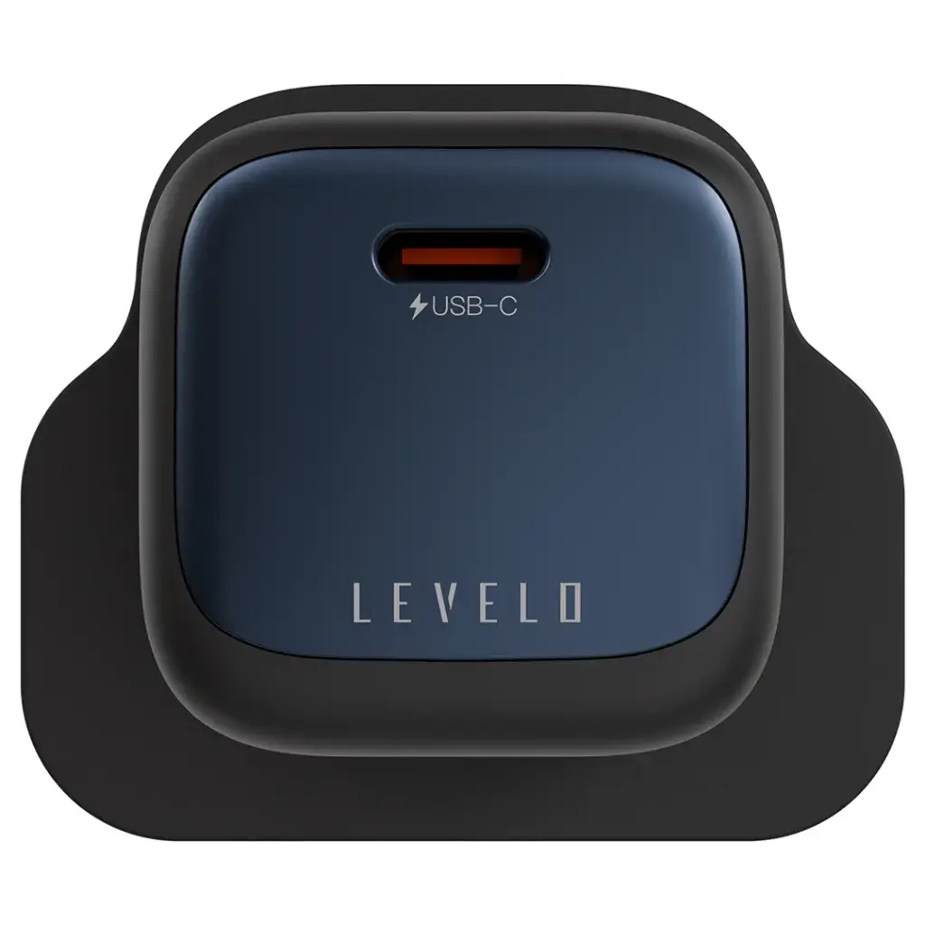 Levelo Vero GaN Single Port Adapter 20W with Type-C to Type-C/Lightning Cable - Black / Blue