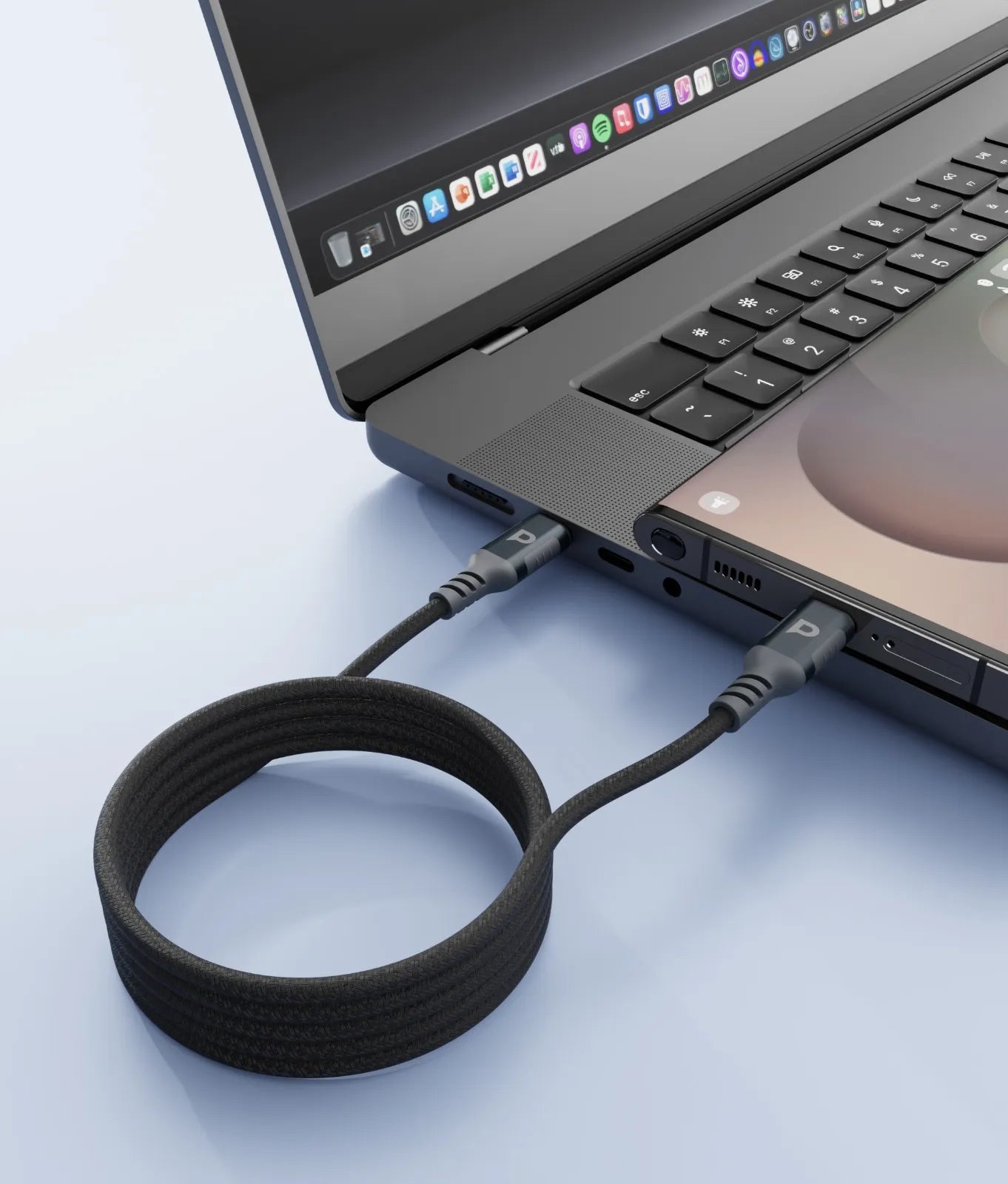 Powerology Malinka Weave Magnetic USB-C 1.2m Cable PD 60W - Dark Grey