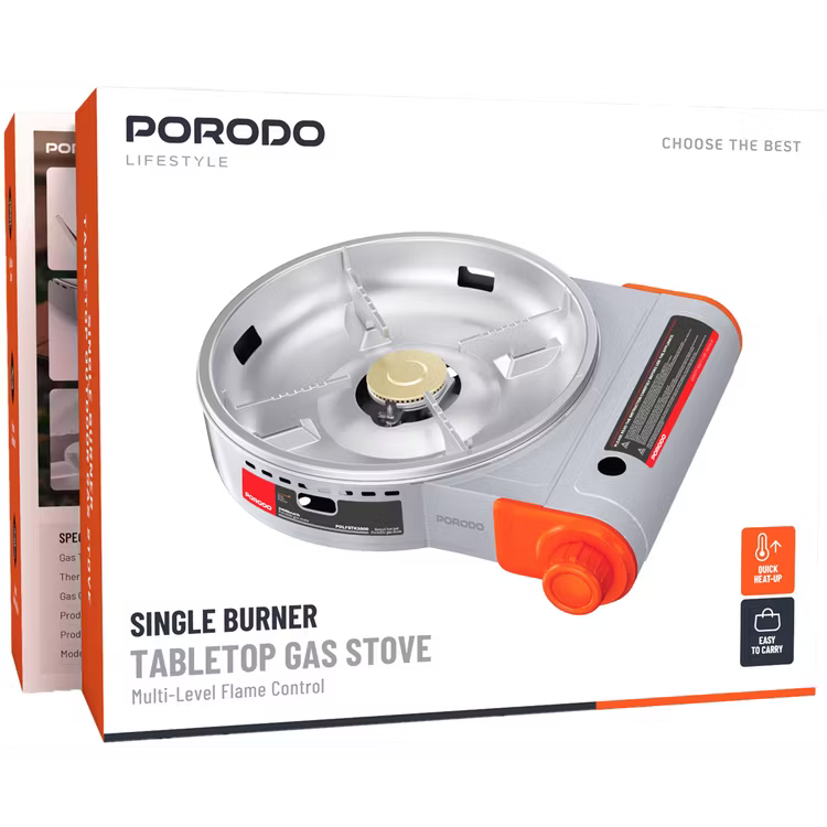 Porodo Single Burner Tabletop Gas Stove - Gray