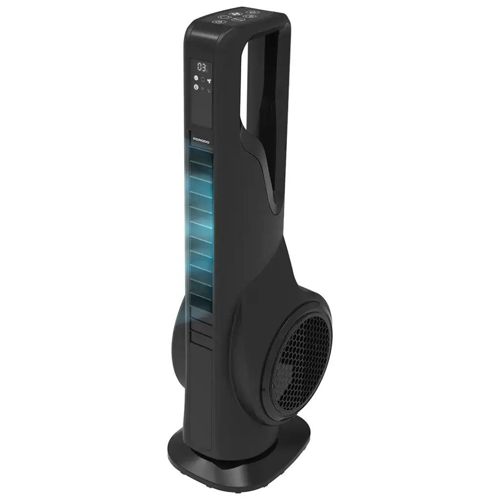 Porodo Lifestyle Coolbreeze 70W Smart Tower Fan with Aromatherapy & Air Purification - Black