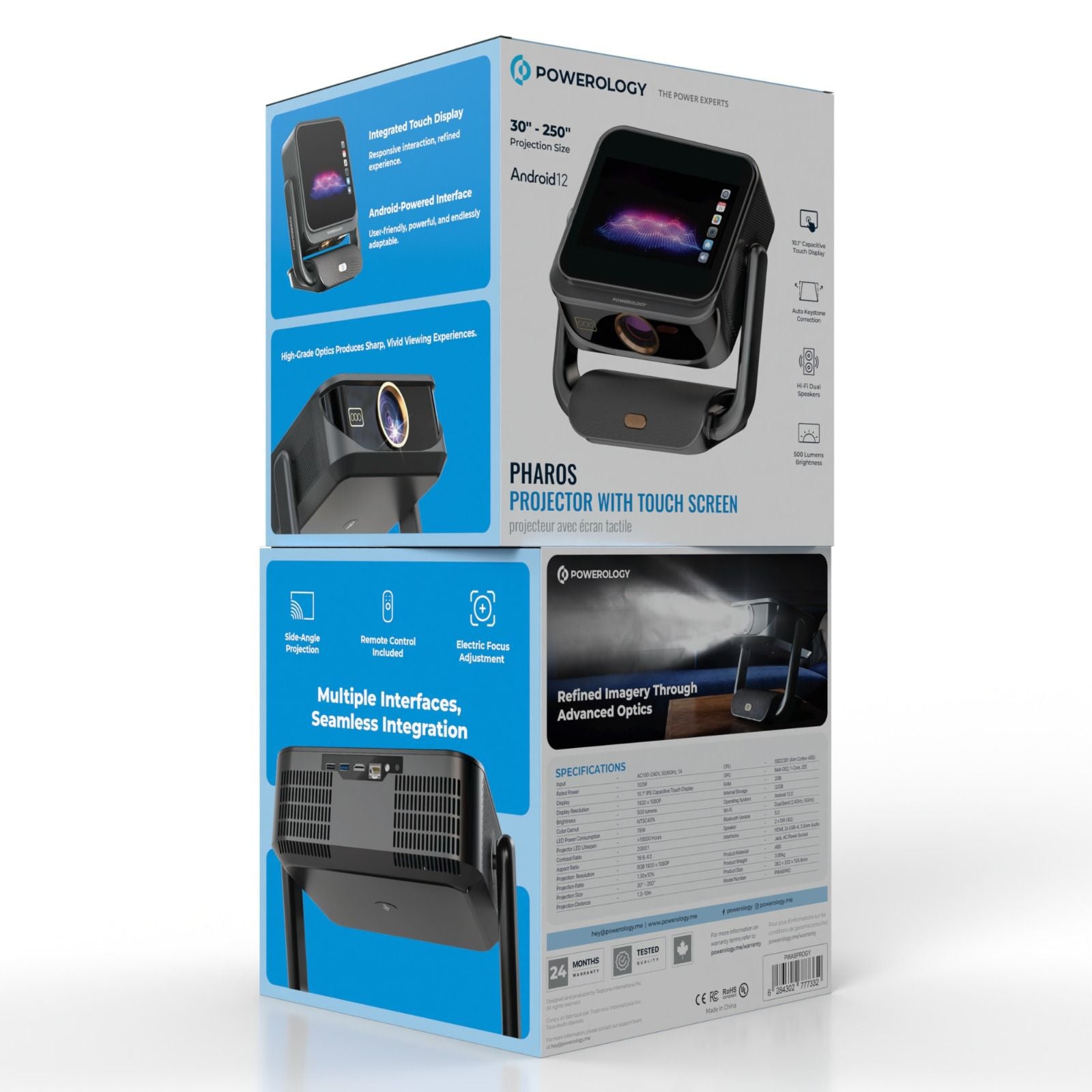 Powerology Pharos Projector with Touch Screen - Gray