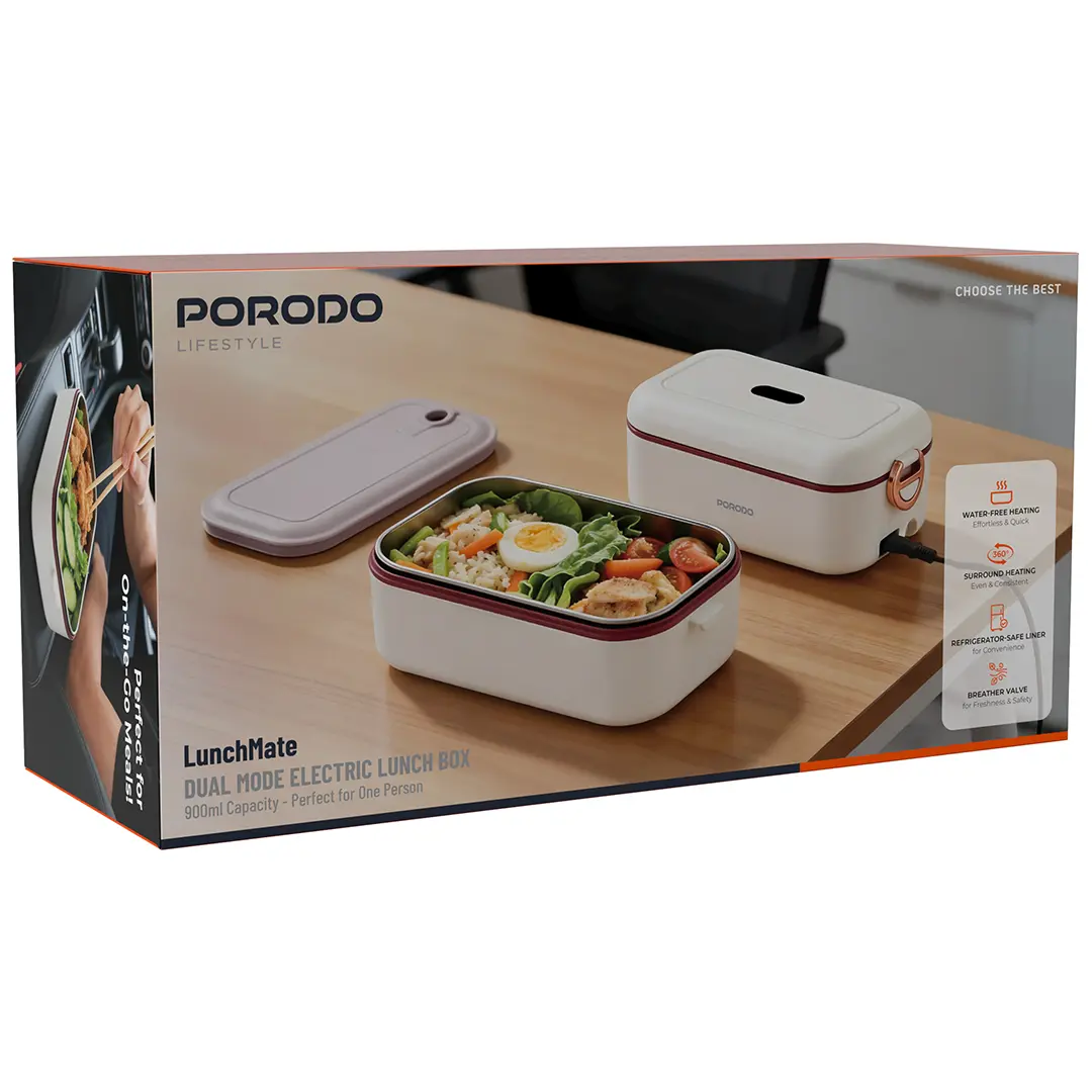 Porodo Lifestyle LunchMate Dual Mode Electric Lunch Box - White