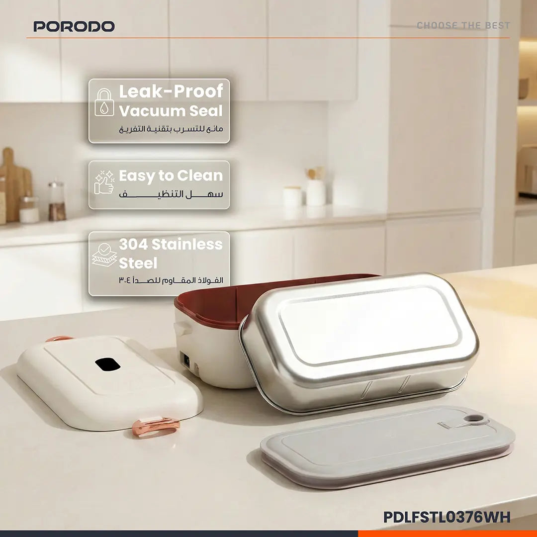 Porodo Lifestyle LunchMate Dual Mode Electric Lunch Box - White