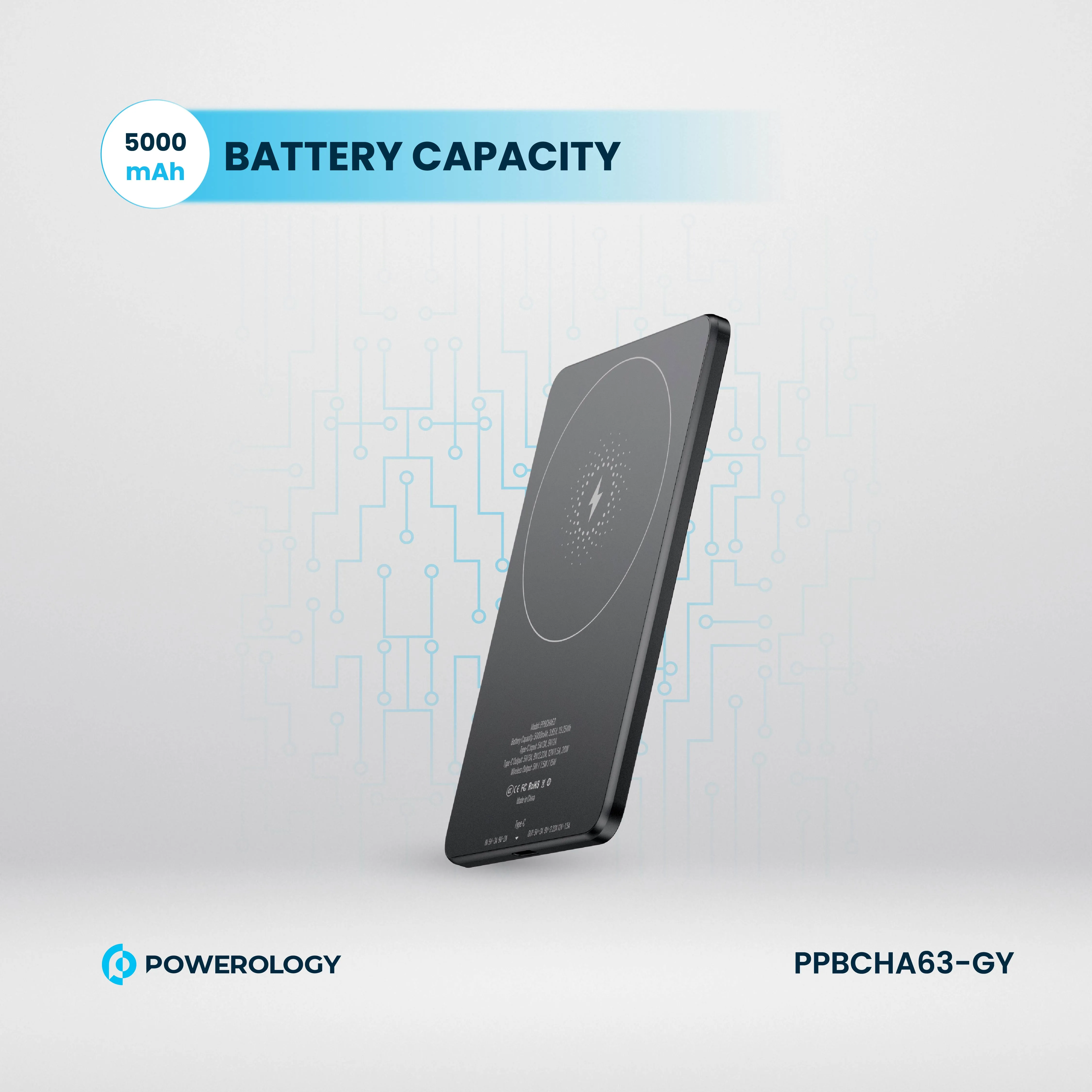 POWEROLOGY 5000 MAH 15W PD TYPE-C MAGSAFE ULTRA SLIM POWERBANK - Phonology