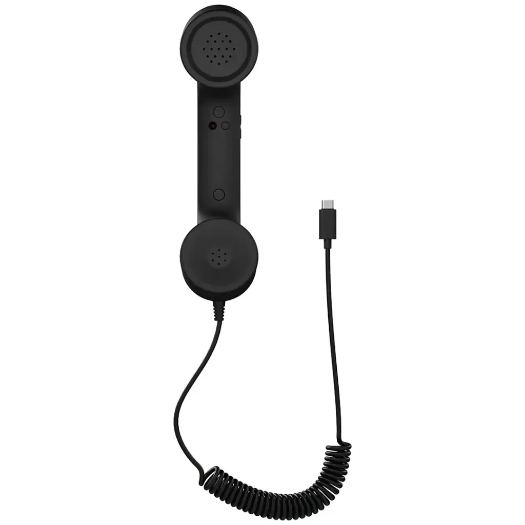 Porodo Classic Retro Phone Handset with Type-C Connector - Black