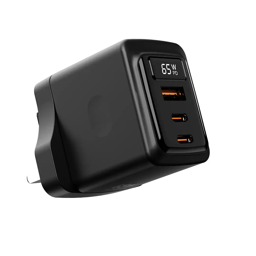 Porodo GaN 65W Multi-Port Wall Charger - Black