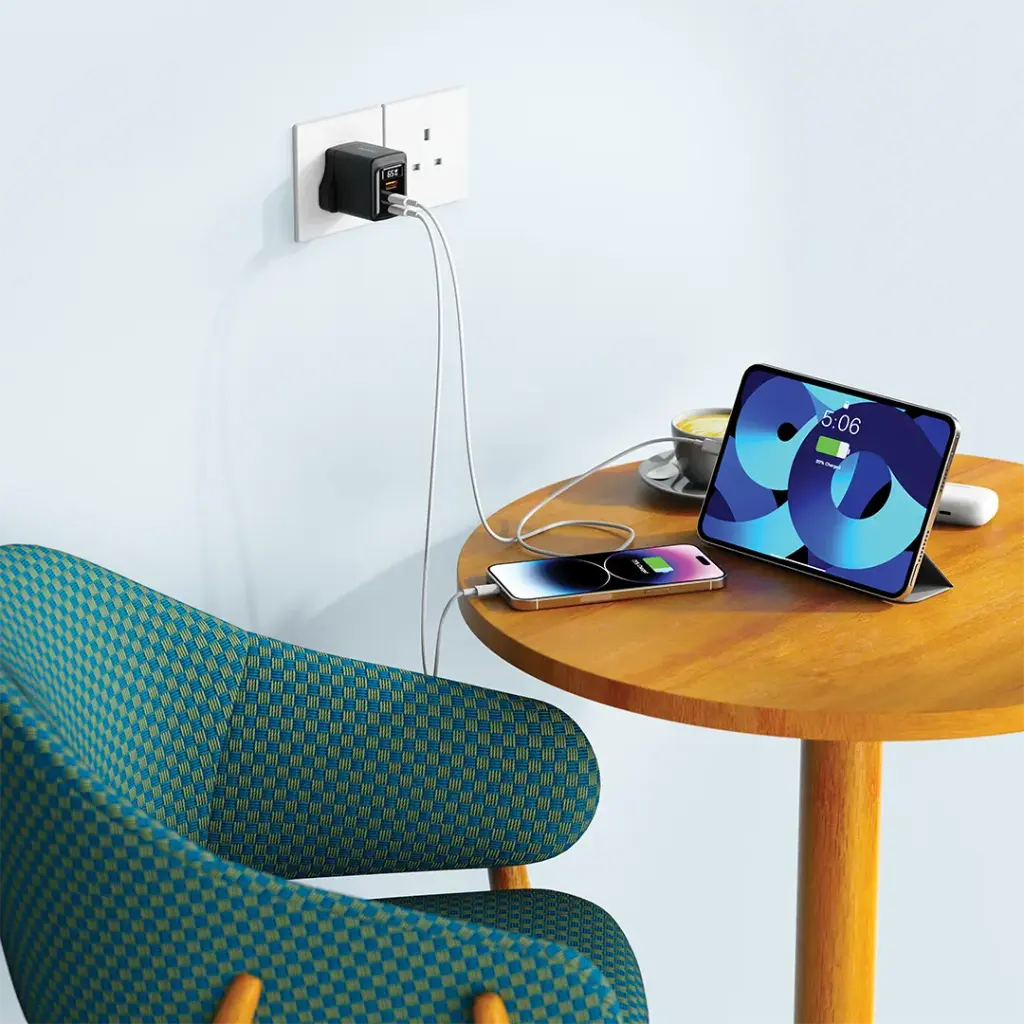 Porodo GaN 65W Multi-Port Wall Charger - Black