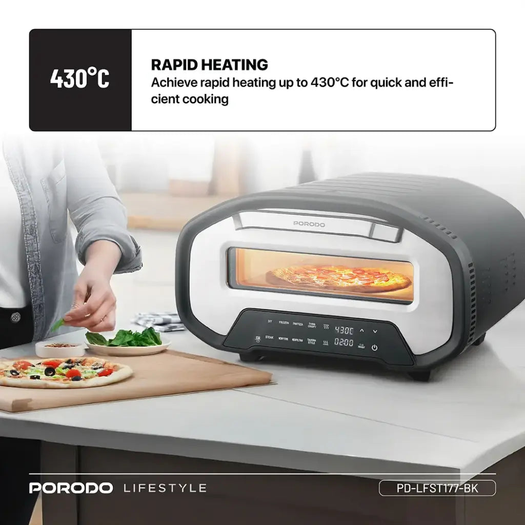 Porodo Lifestyle 12'' Indoor Electric Pizza Maker - Black