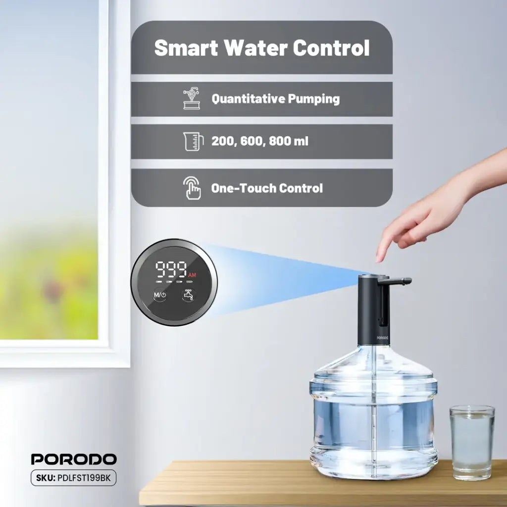 Porodo Lifestyle Foldable Electric Water Pump - Black