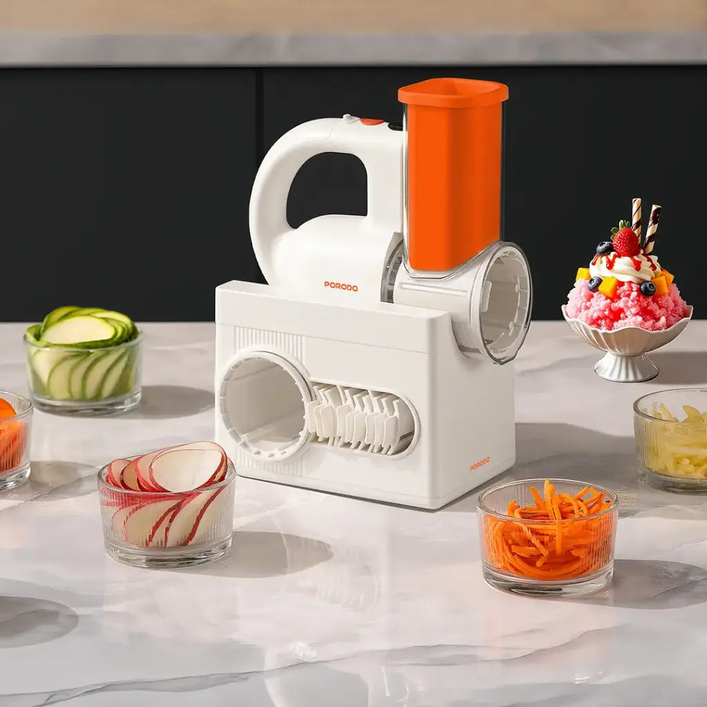 Porodo Lifestyle Fresko Multi-Functional Salad Maker with 4 Slicing Blades - White