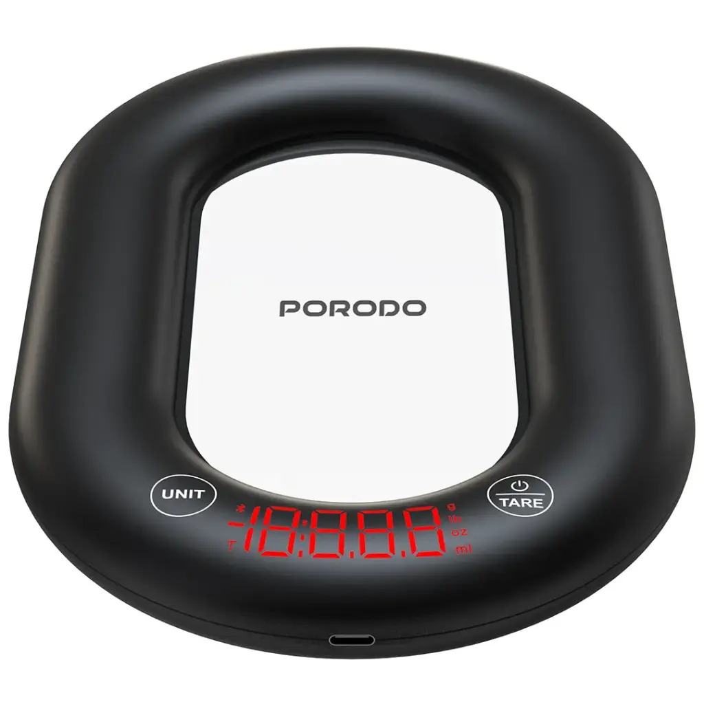 Porodo Lifestyle Glass Design Smart Kitchen Digital Scale with Real-Time App Sync - Black