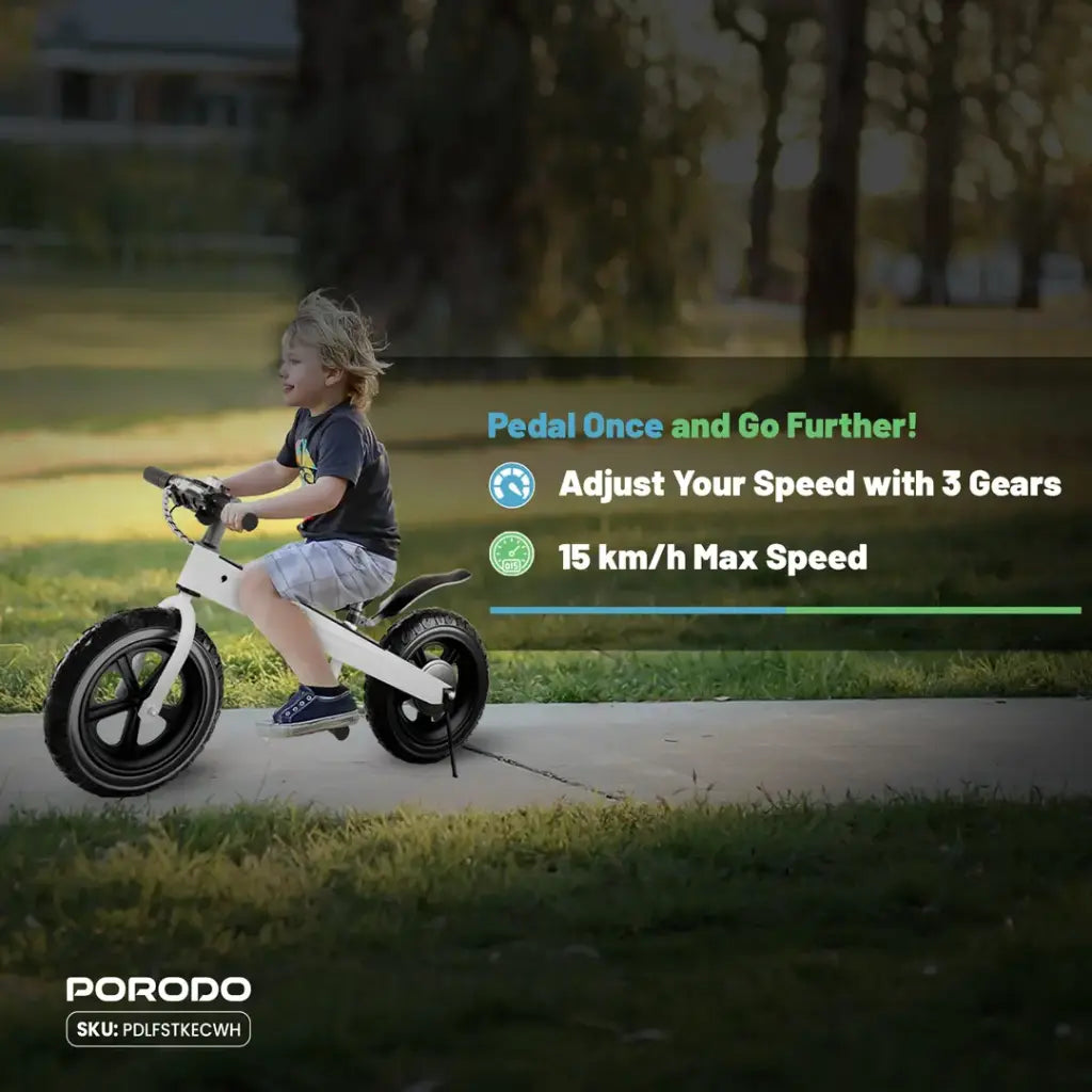 Porodo Lifestyle JoyCruiser Kids Electric Bike - White