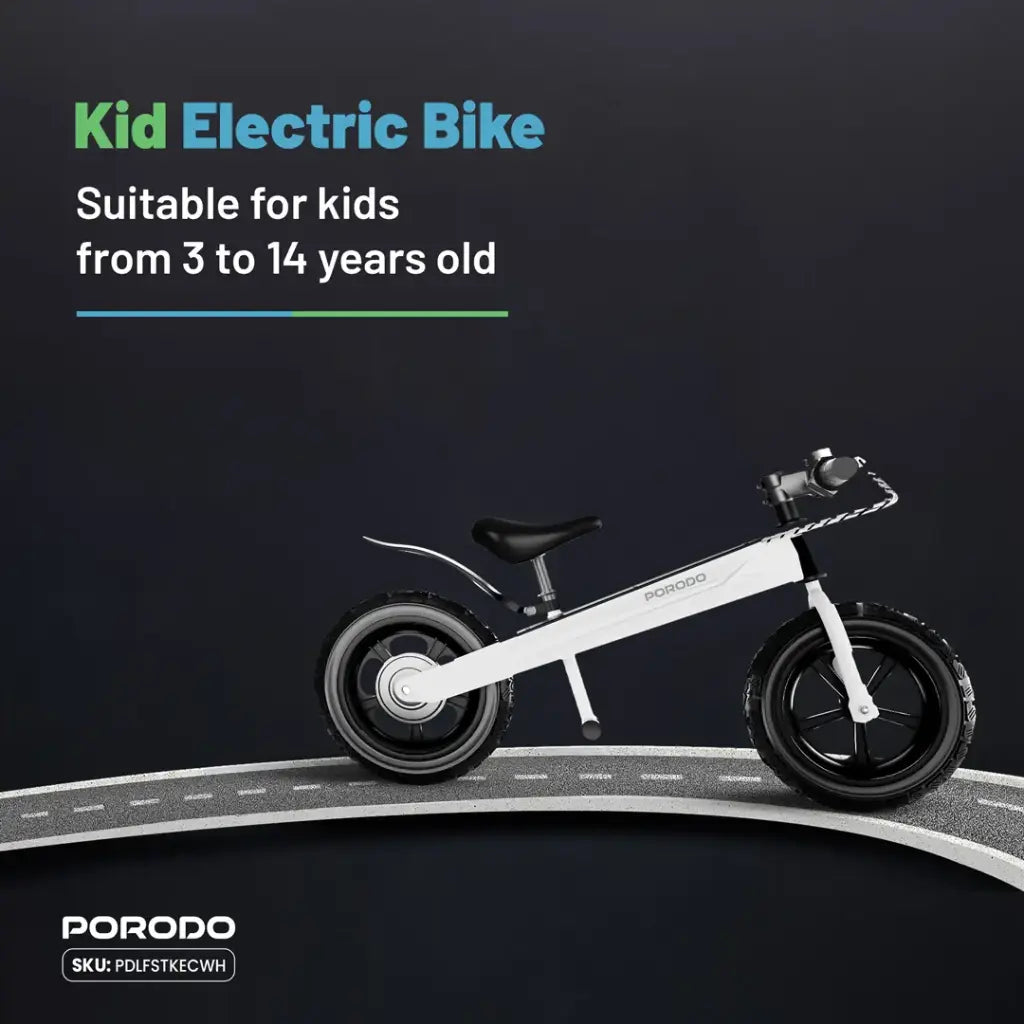 Porodo Lifestyle JoyCruiser Kids Electric Bike - White