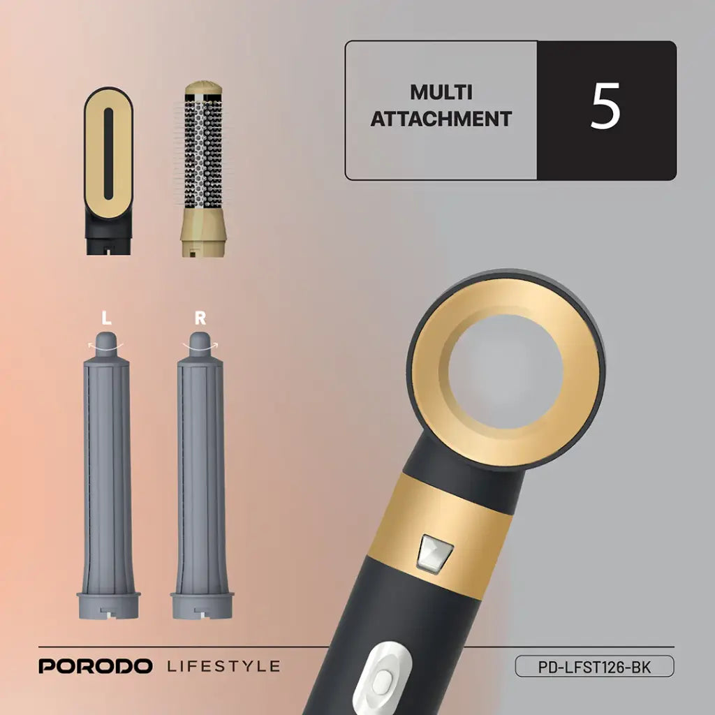 Porodo Lifestyle Multi-Styling Hair Dryer Set - Black