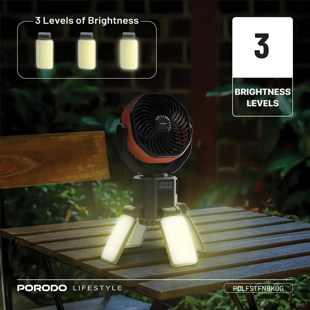Porodo Lifestyle Suncharge Outdoor Solar Fan - Black & Orange