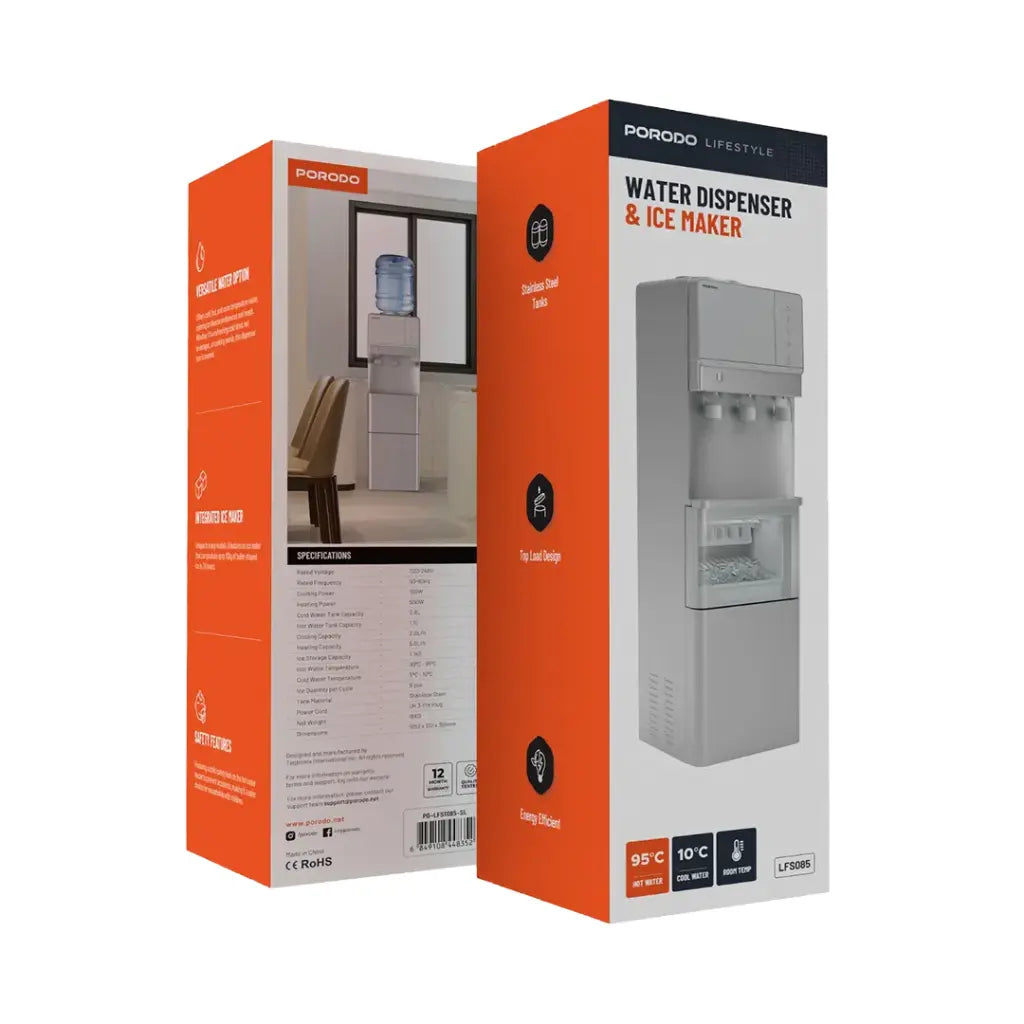 Porodo Lifestyle Water Dispenser & Ice Maker - Silver