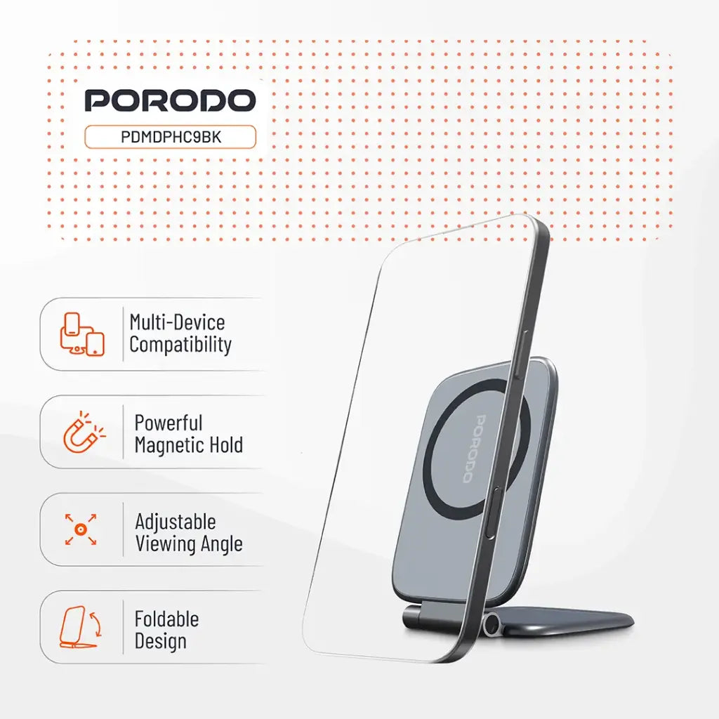 Porodo Magnifold Ultra-Slim Phone Holder - Black
