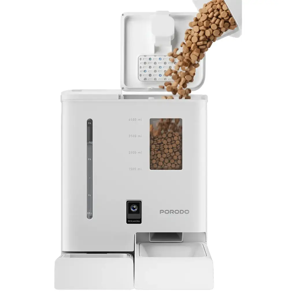 Porodo Petmate Automatic Pet Feeder with Wi-Fi, Camera & App Control - White