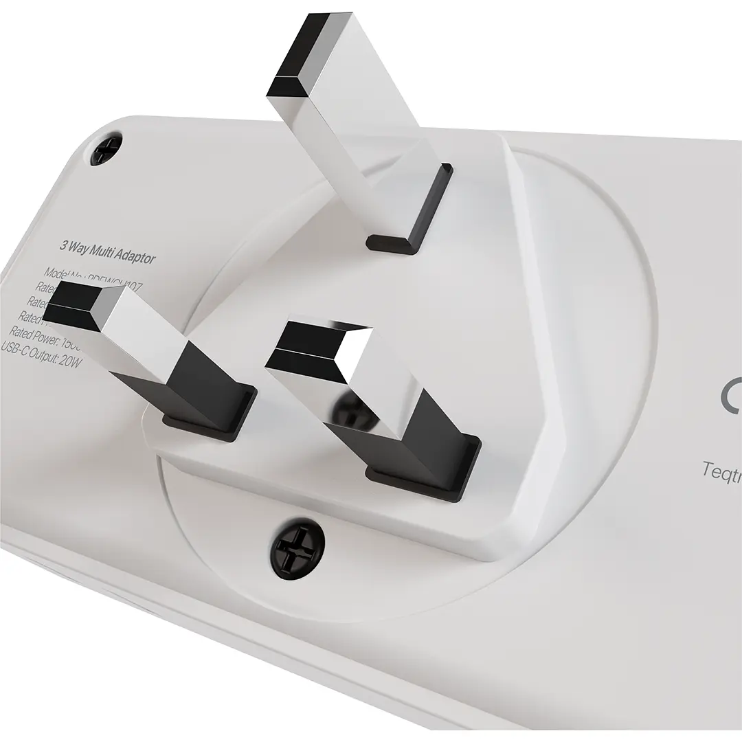 Porodo Plex 1500W Universal Adapter with Multiple USB & AC Outlets - White