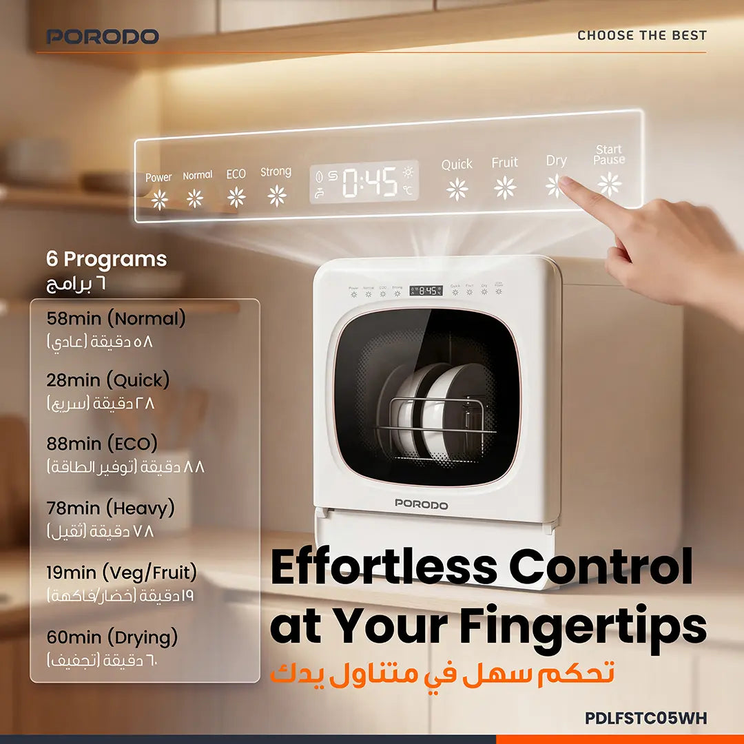 Porodo Lifestyle Safi Countertop Dishwasher - White