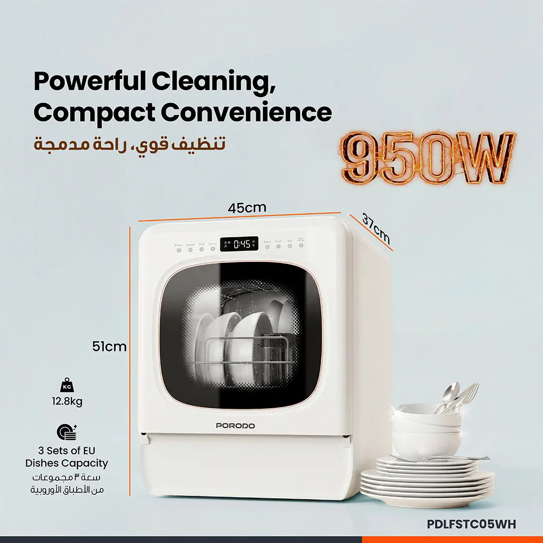 Porodo Lifestyle Safi Countertop Dishwasher - White