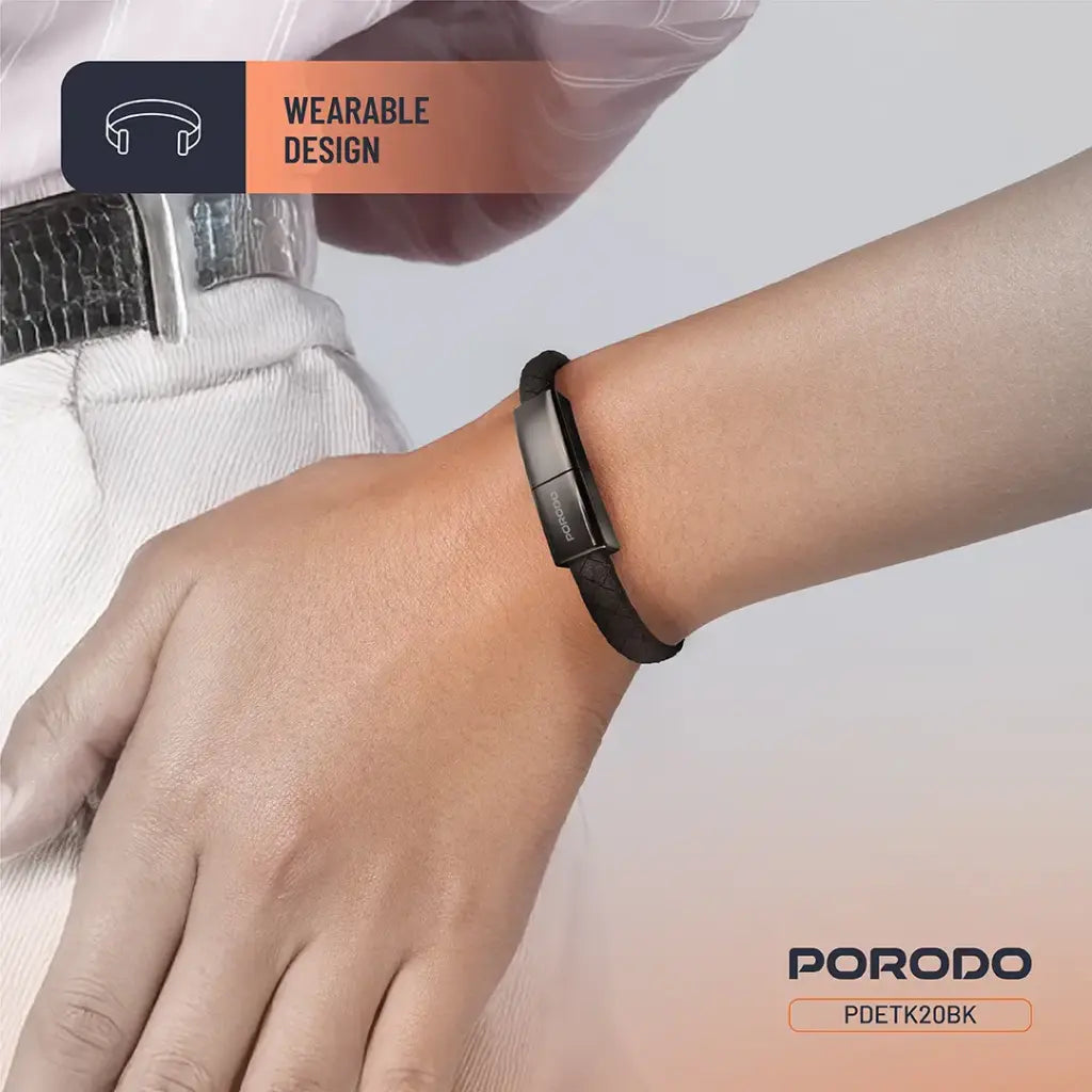 Porodo USB-C to USB-C Wristband Cable Magnetic Steel Clasp