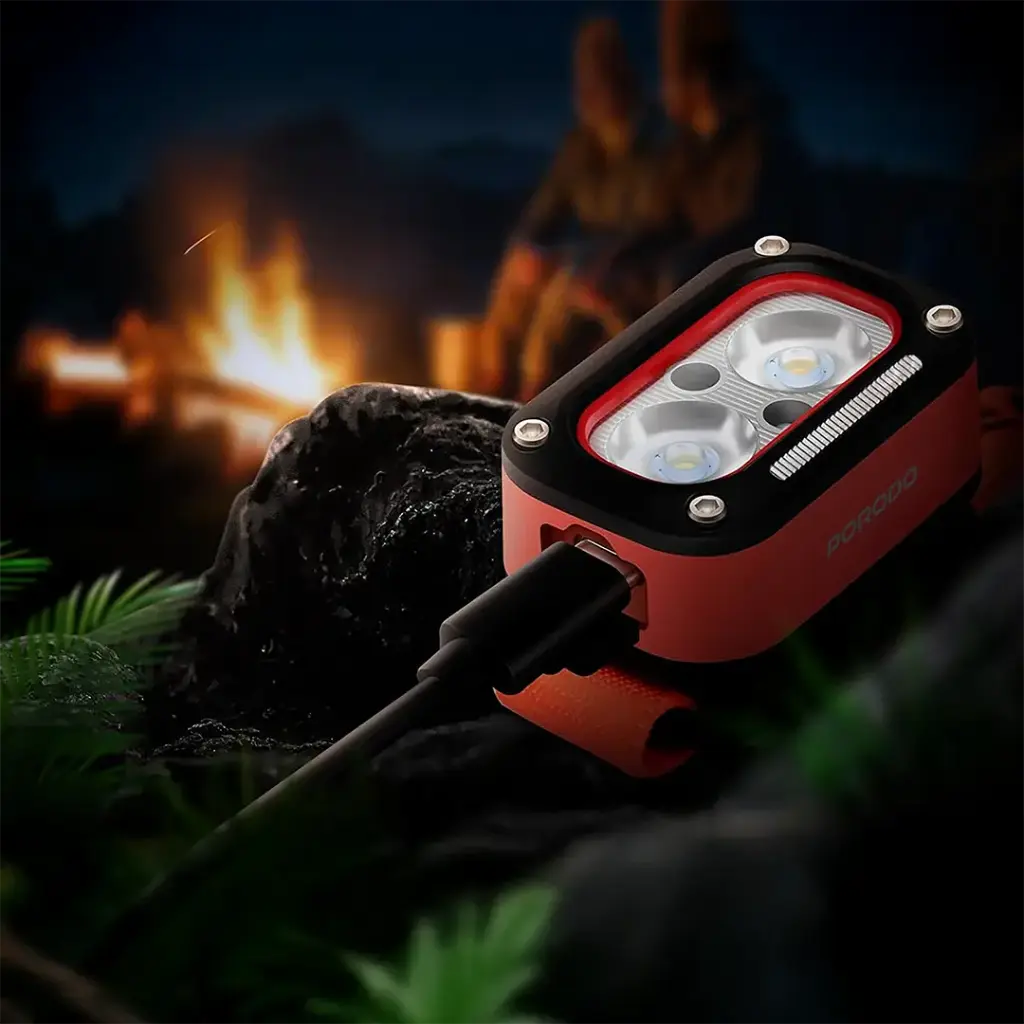 Porodo Wave-Sensor Rechargeable LED Headlamp - Orange