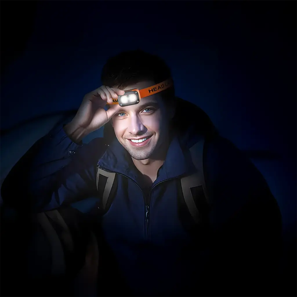 Porodo Wave-Sensor Rechargeable LED Headlamp - Orange