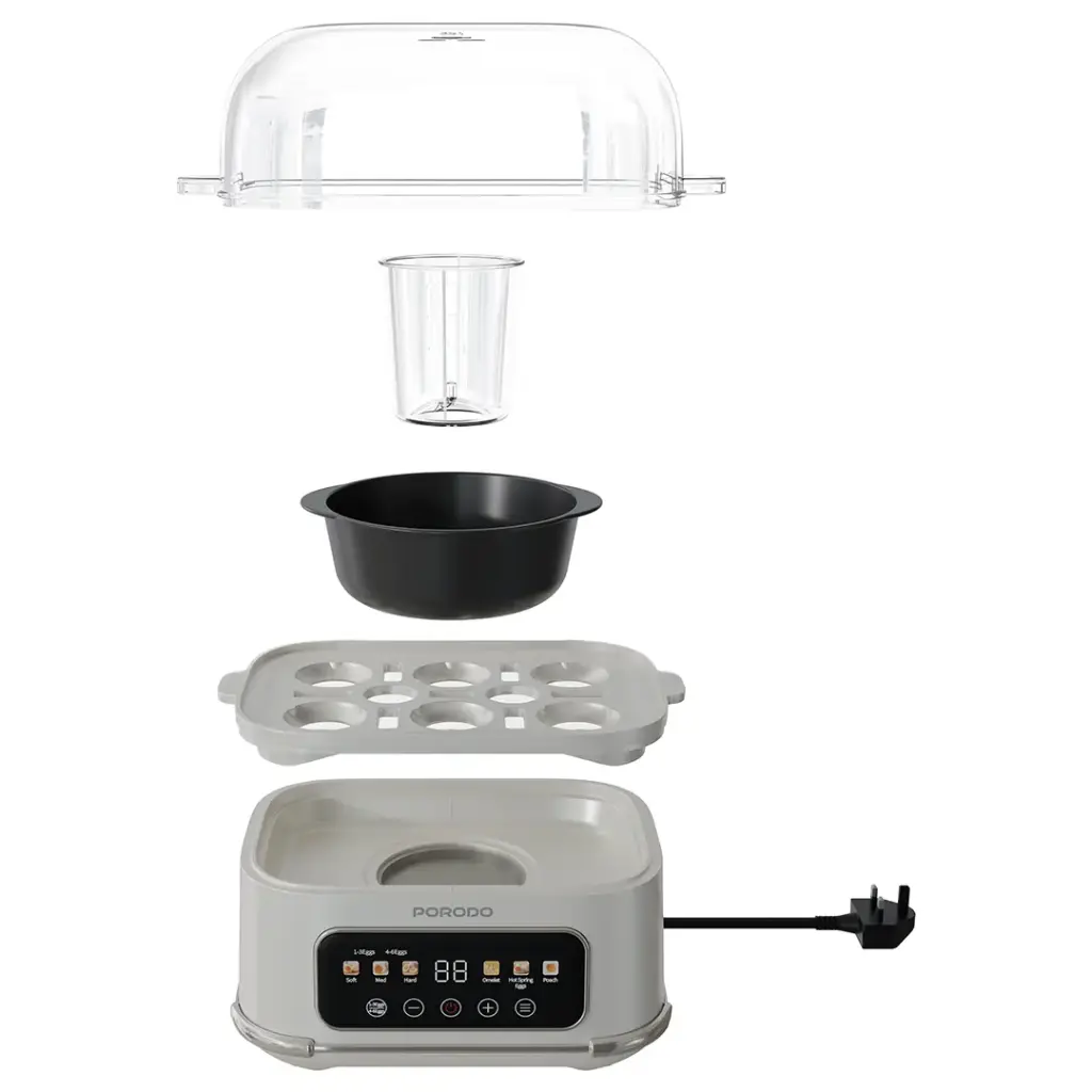 Porodo Lifestyle Poacher Smart Electric Egg Boiler with Program Selector - White