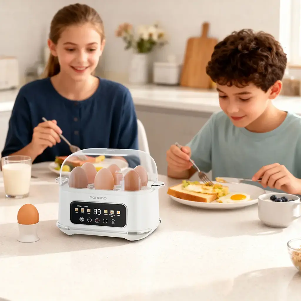 Porodo Lifestyle Poacher Smart Electric Egg Boiler with Program Selector - White