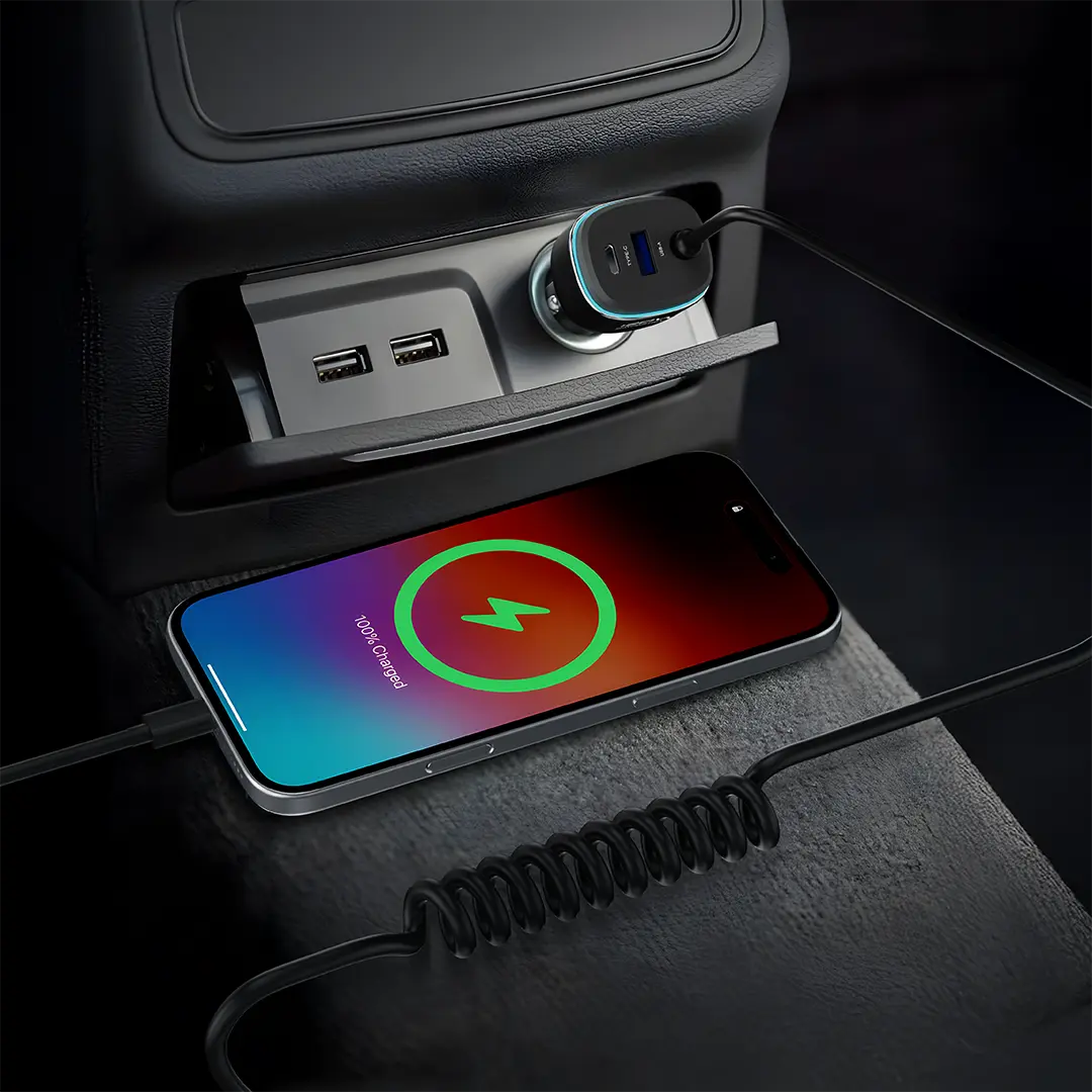 Powerology 120W Fast Car Charger - Black/Grey